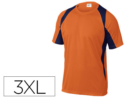 Camiseta manga corta cuello redondo color naranja-marino talla 3XL